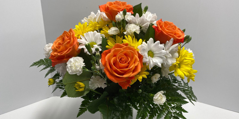 Enjoy the beautiful arrangements of a local florist.