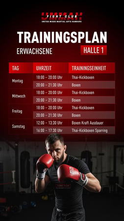 Trainingsplan - Halle 1 -Erwachsene - UMMAH Fight Club