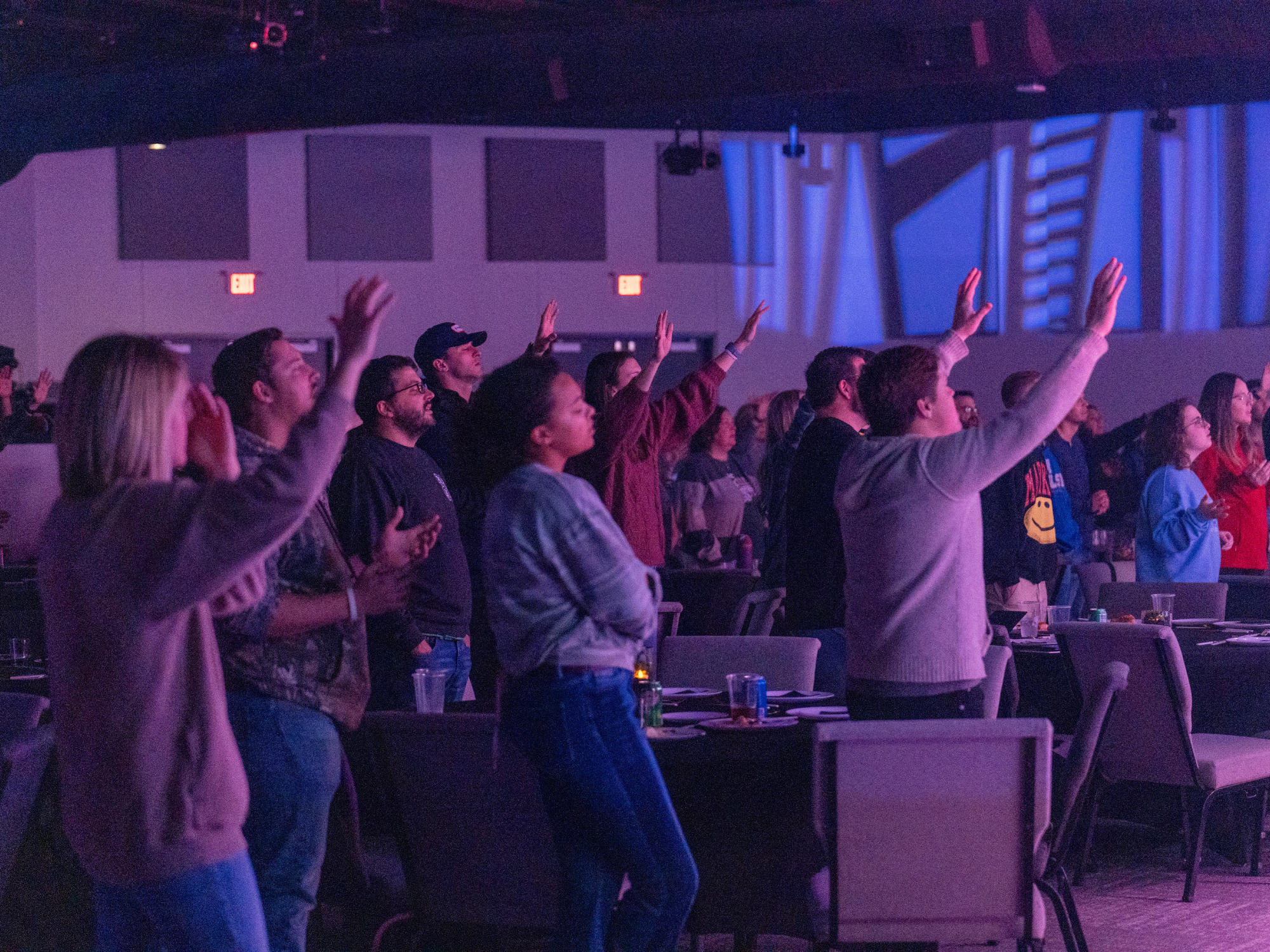 Crowd worshipping at Church on the Move in Broken Arrow, Oklahoma