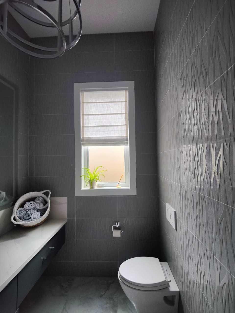 Bathroom with Roman Shade Budget Blinds of Comox Valley and Campbell River Courtenay (250)338-8564