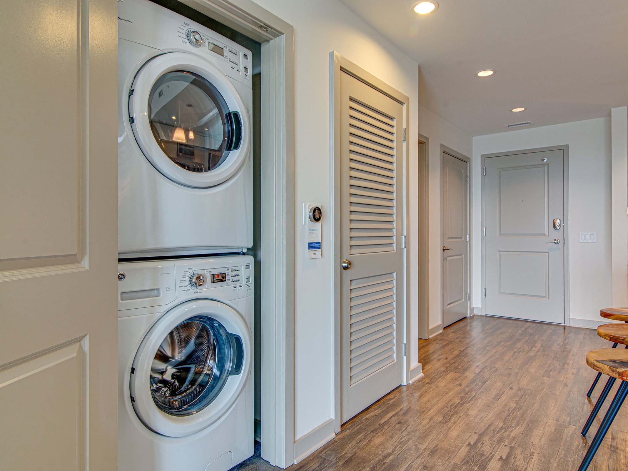 Stackable full-size washer and dryer included in apartment homes