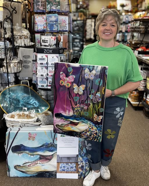Another beautiful item from our famous Brandi Rollins!!! ???? This is her alligator and butterfly indoor wall art!! Stop by and see all her beautiful items!! ????????