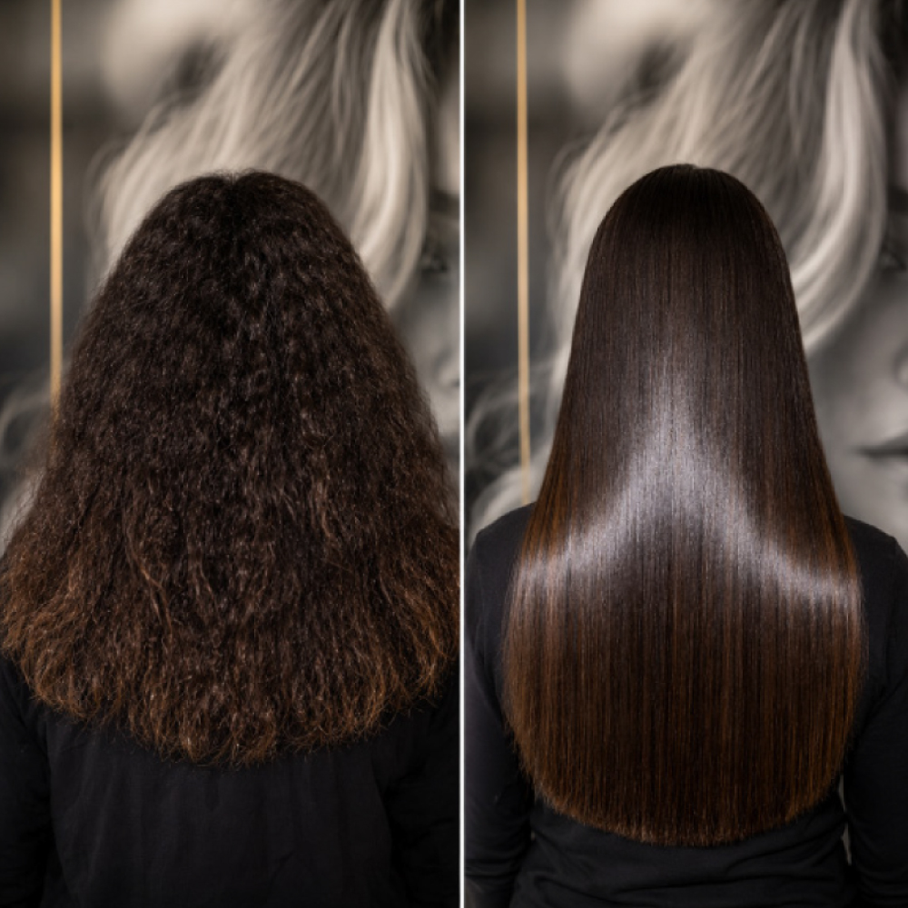 Original Magic Sleek hair smoothing treatment at Avissa Salon in Ann Arbor transforms frizzy, unmana 