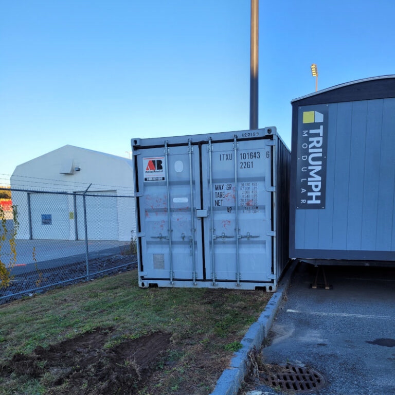 20ft storage container rental was delivered to Portland’s closed Jetport runway for a major reconstr 
