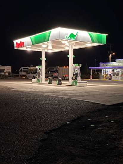 Sinclair gas station fueling island