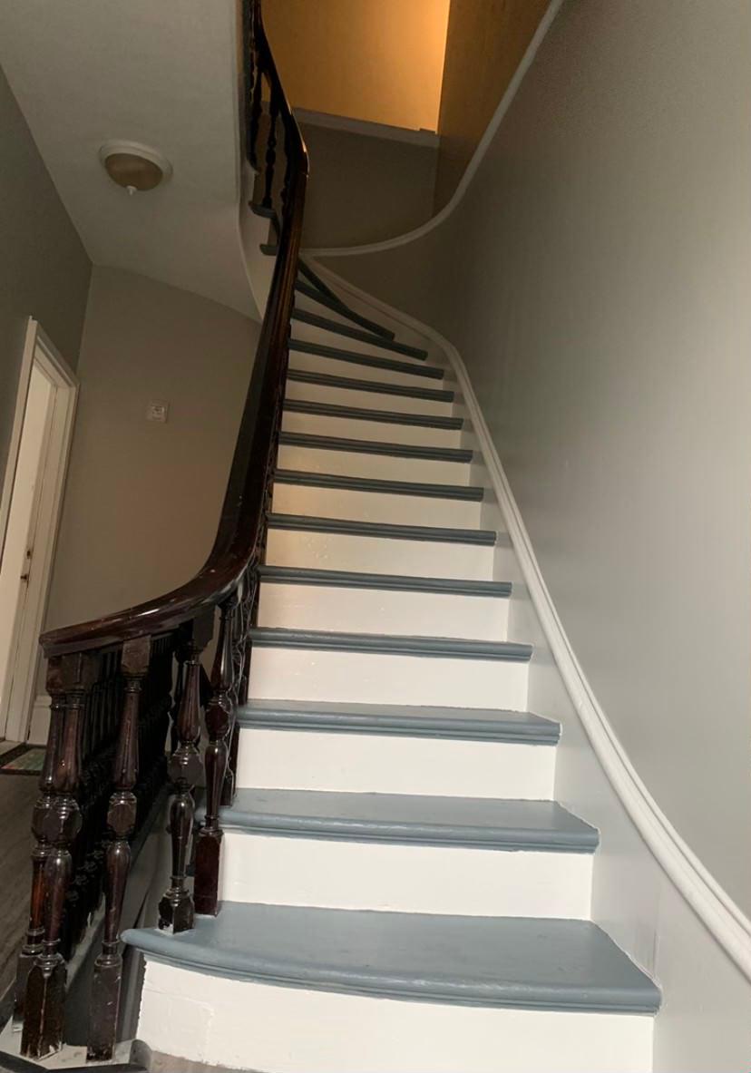 For this job in Haverhill, MA, our handyman repaired the stairs and railing and then painted to finish.