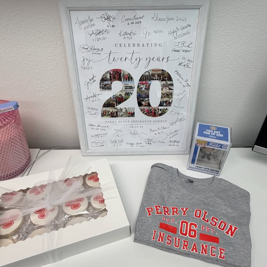 Celebrating 20 years of Perry Olson Insurance! From one agency to three offices, we are grateful for our customers, team, and community. Thank you to the local businesses who helped make our celebration extra special. Here is to many more years!