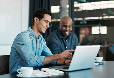 Clients looking over their statements.
