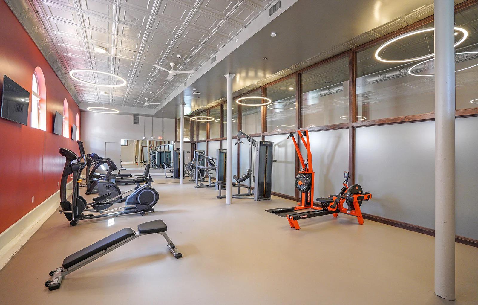 Fitness Center with Updated Equipment at Upper Post Flats Apartments