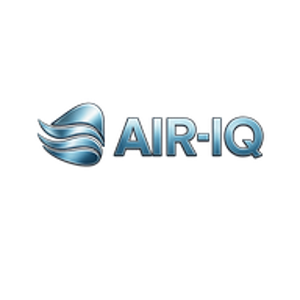 AirIQ HVAC logo featuring the AirIQ name and airflow icon in navy and blue. 