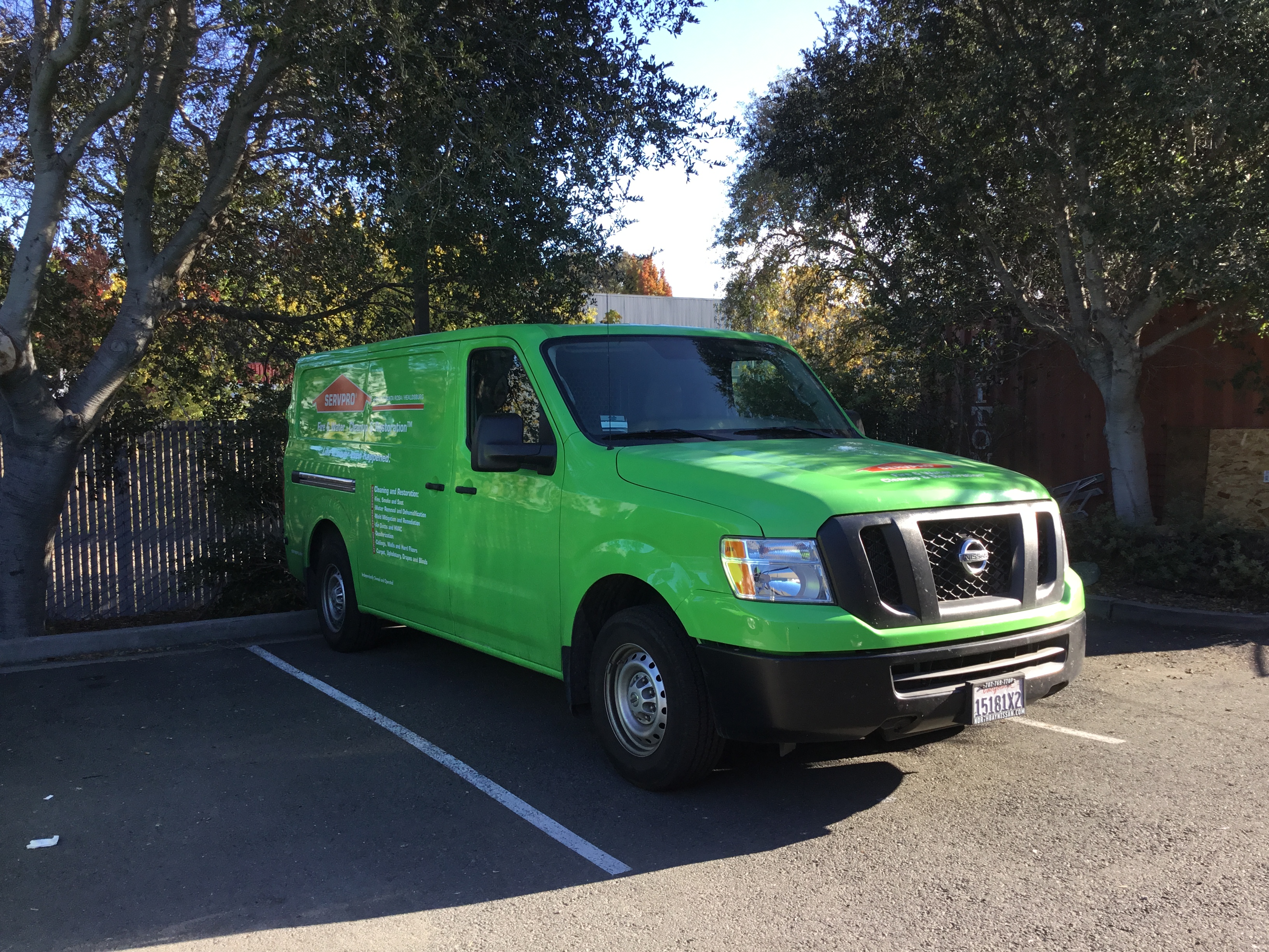 One of our  bright green SERVPRO Van we use for emergencies services.