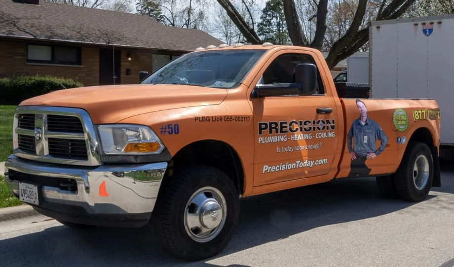Precision Today Plumbing Heating Cooling Electrical work truck