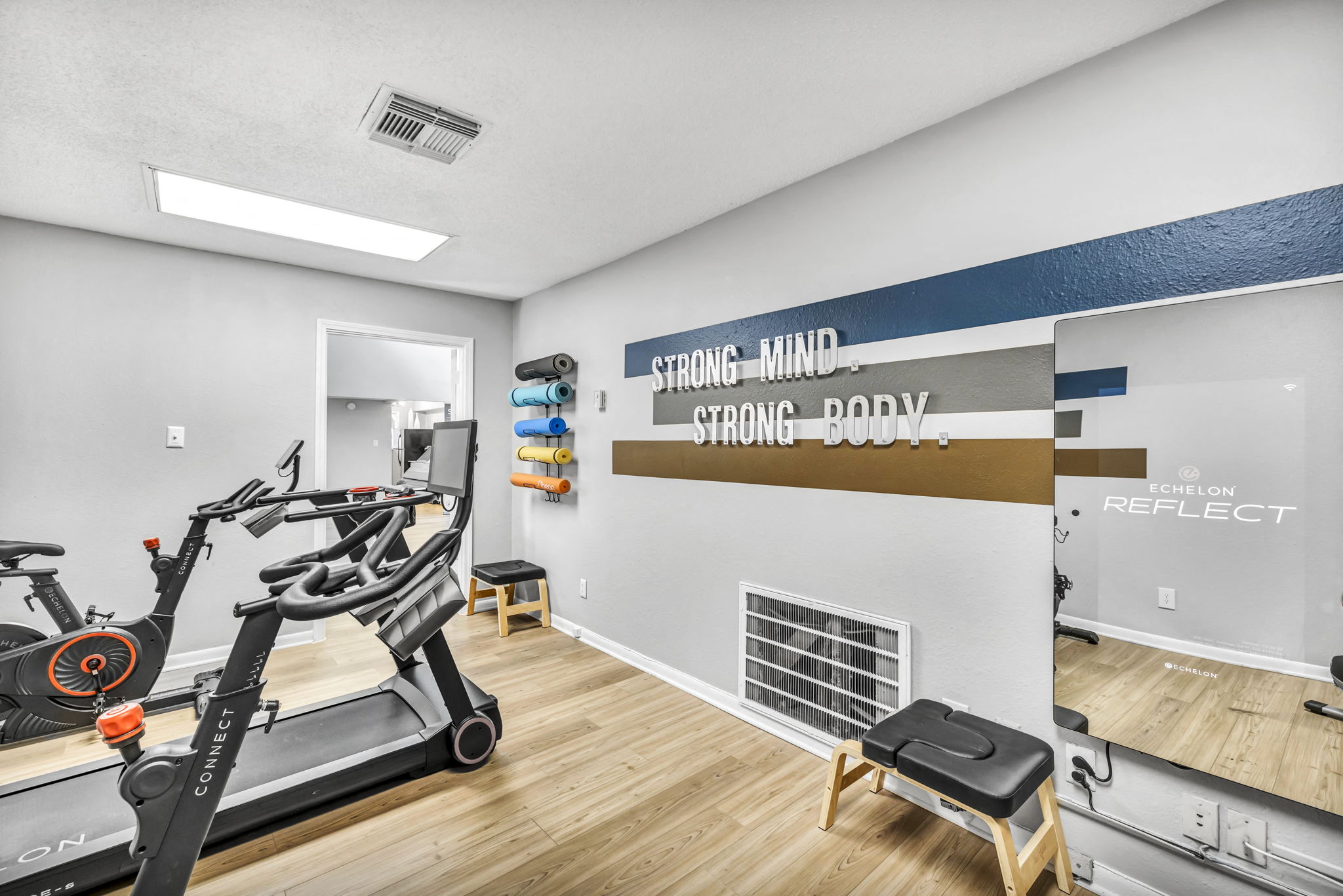 Fitness center with treadmill 