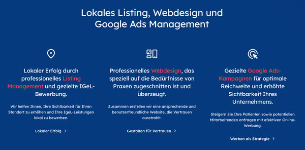 Hanse Medien kombiniert Local Listing Management, Webdesign und Google Ads für maximale Online-Sichtbarkeit medizinischer Praxen.