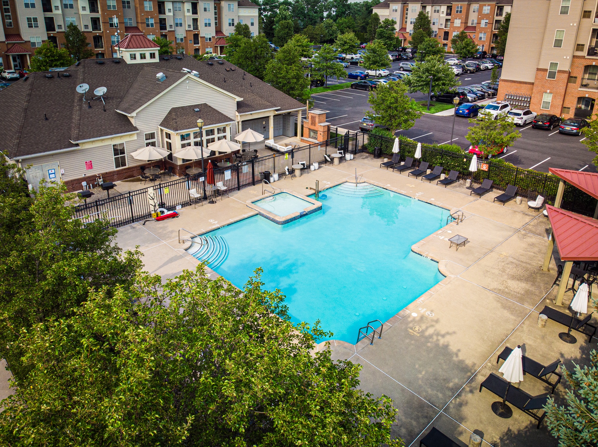 an aerial view of the swimming pool at Bristol Station