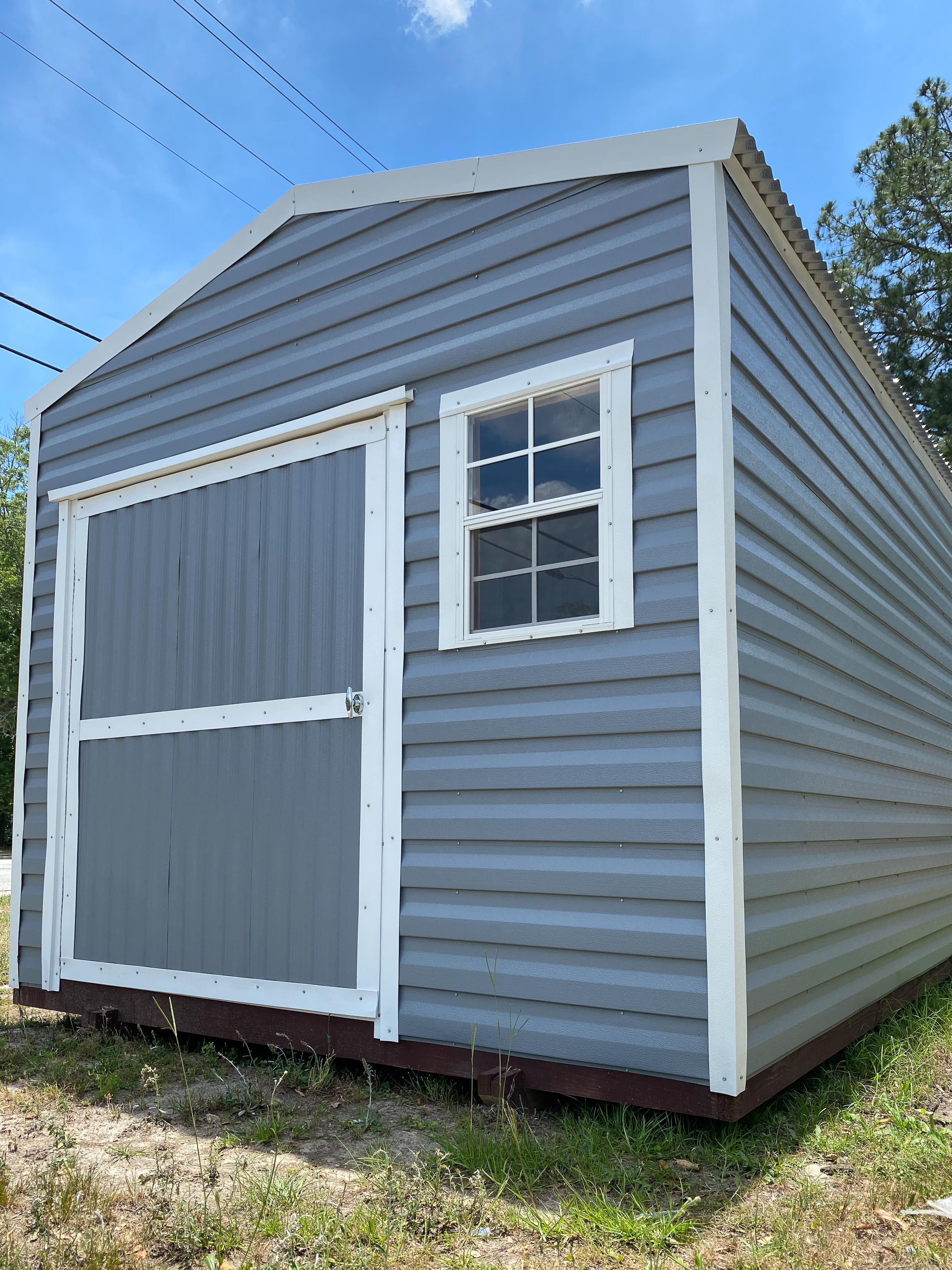 Portable shed with door and window - blue