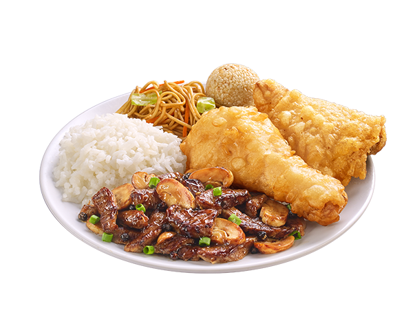 2pc Chinese-style Fried Chicken + Black Pepper Beef and Mushroom Lauriat Meal