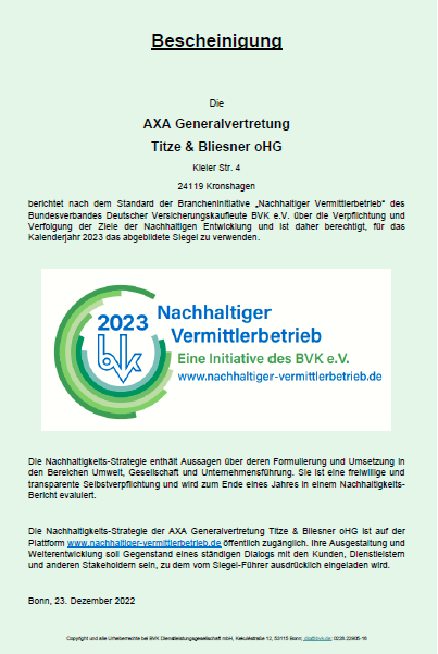 Kundenbild groß 5 AXA & DBV Versicherung Kiel Titze & Bliesner oHG