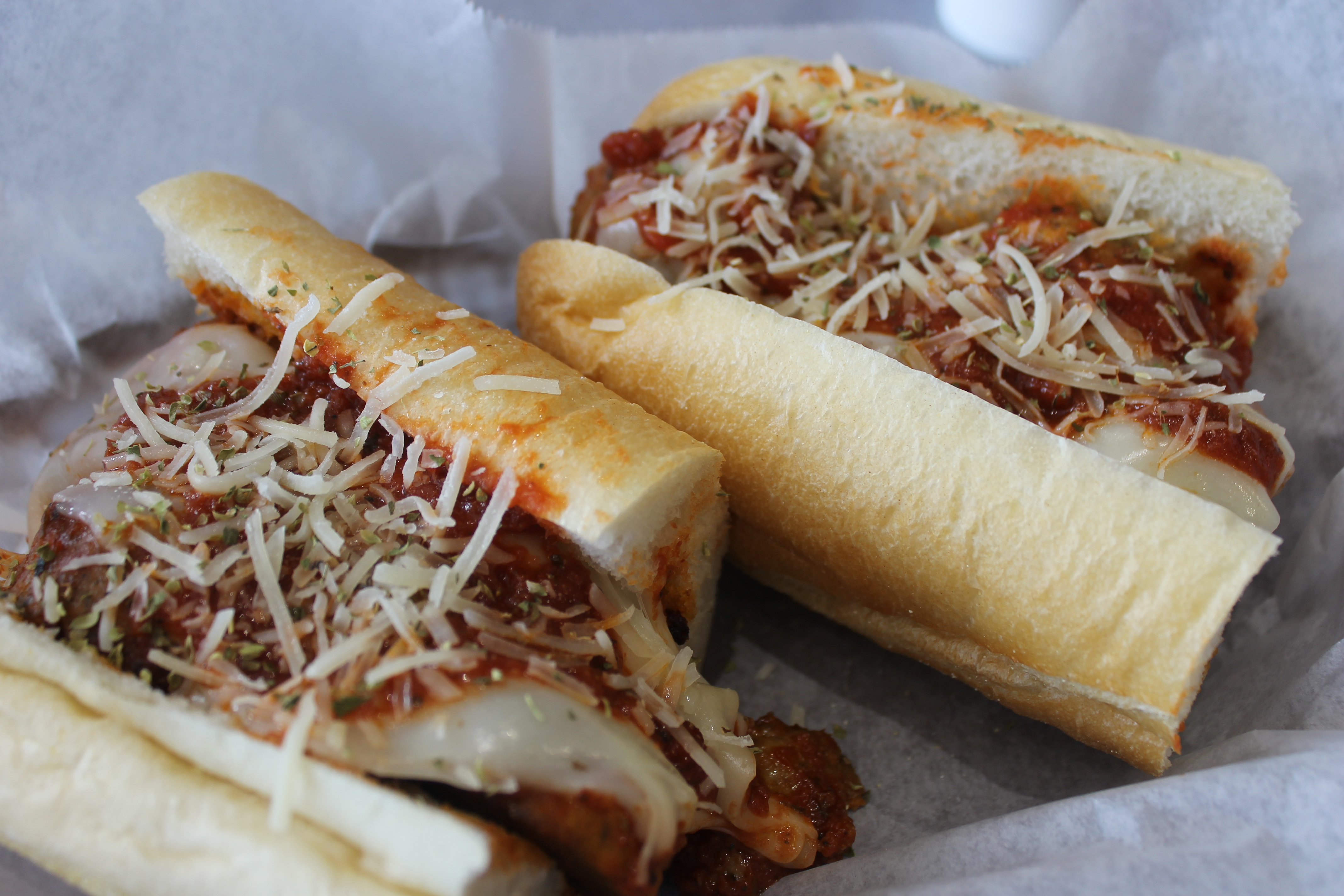 Meatball Parmesan - Our hoagie roll layered with provolone cheese, our homemade sauce topped with parmesan cheese and oregano.