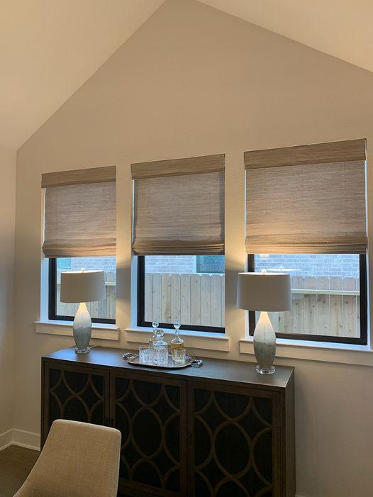 In this Katy home, the decorating scheme is based on a clean, minimalist look. To complement that theme, we went with Woven Wood Shades—simple and beautiful! #BudgetBlindsKatySugarLand #KatyTX #WovenWoodShades #FreeConsultation