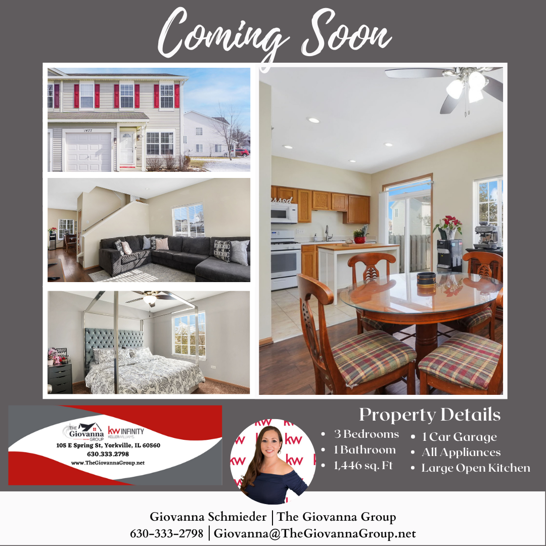 This gorgeous 3 bedroom, 1 bath, and a huge kitchen home is coming soon! Located in lovely Morris, IL. this home is perfect for You! If you are looking to buy or sell a home of your own, call or text 630-333-2798 and ask for Giovanna!