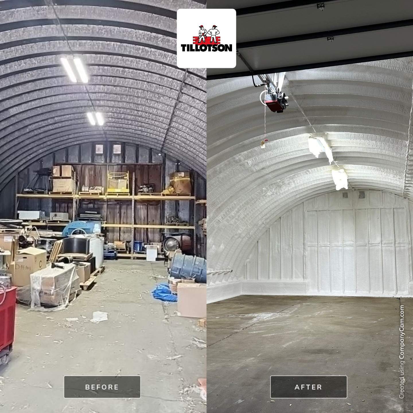 spray foam insulation before and after photo