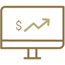 Uptrend computer screen icon.