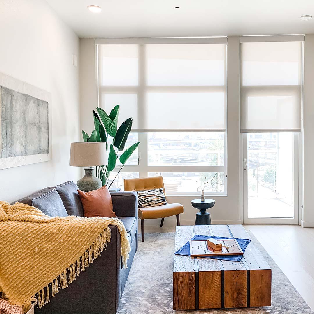 Sheer roller shades help protect furniture from harmful UV rays. They also provide a sleek and stylish look that goes perfectly with any home decor. There are plenty of opacities to choose from, so you can incorporate just the right amount of light you need for your space.