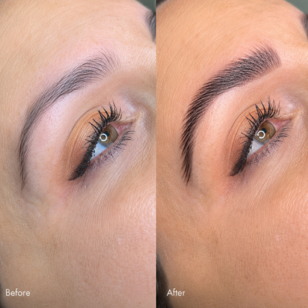 Professional brow lamination at Avissa Salon in Ann Arbor creates fuller, smoother, and more defined 