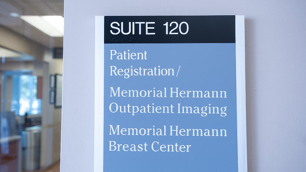 Memorial Hermann Breast Care Center at Katy Hospital suite entrance.