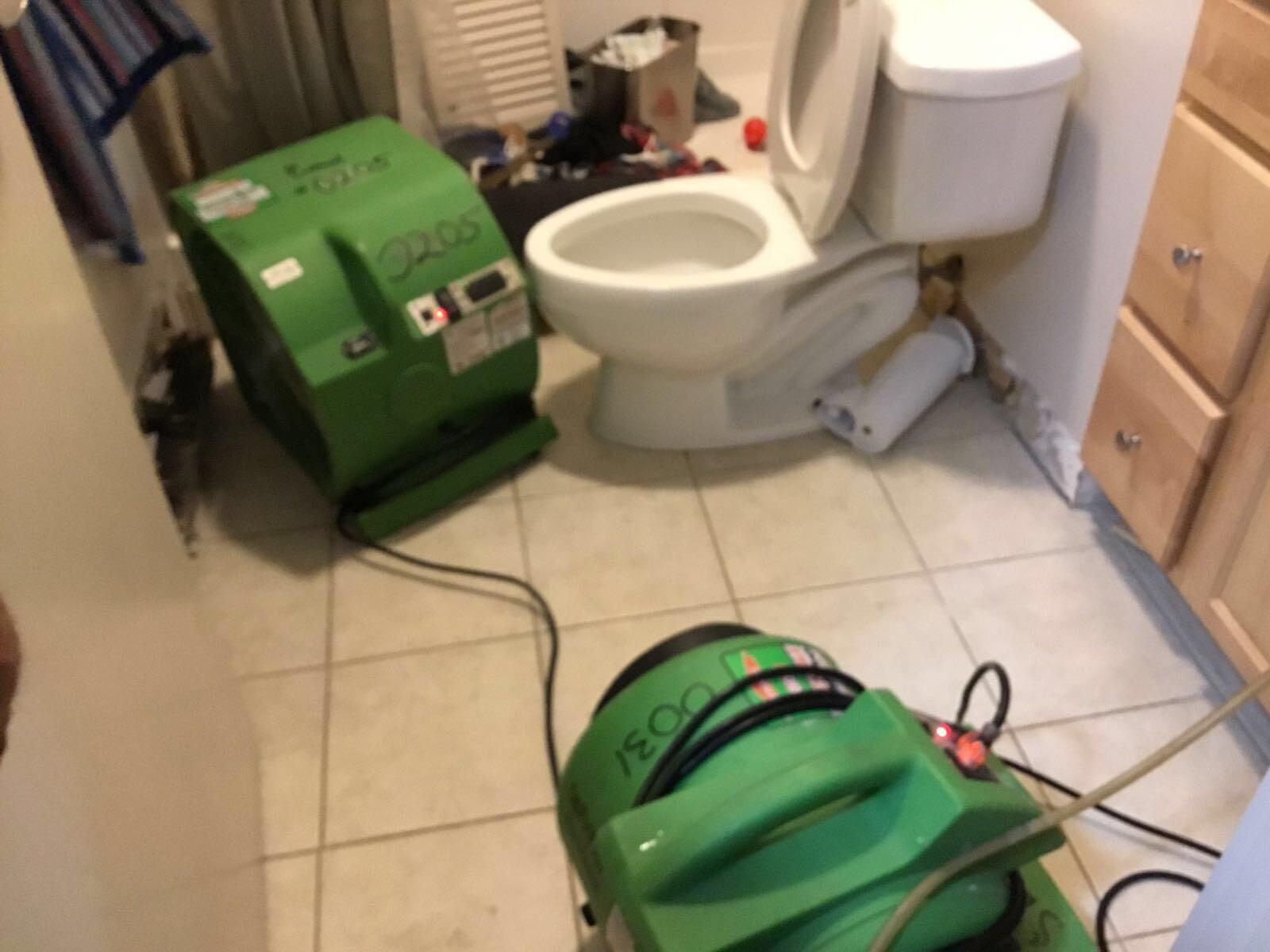Our SERVPRO crew working on a cleanup job after a plumbing failure.