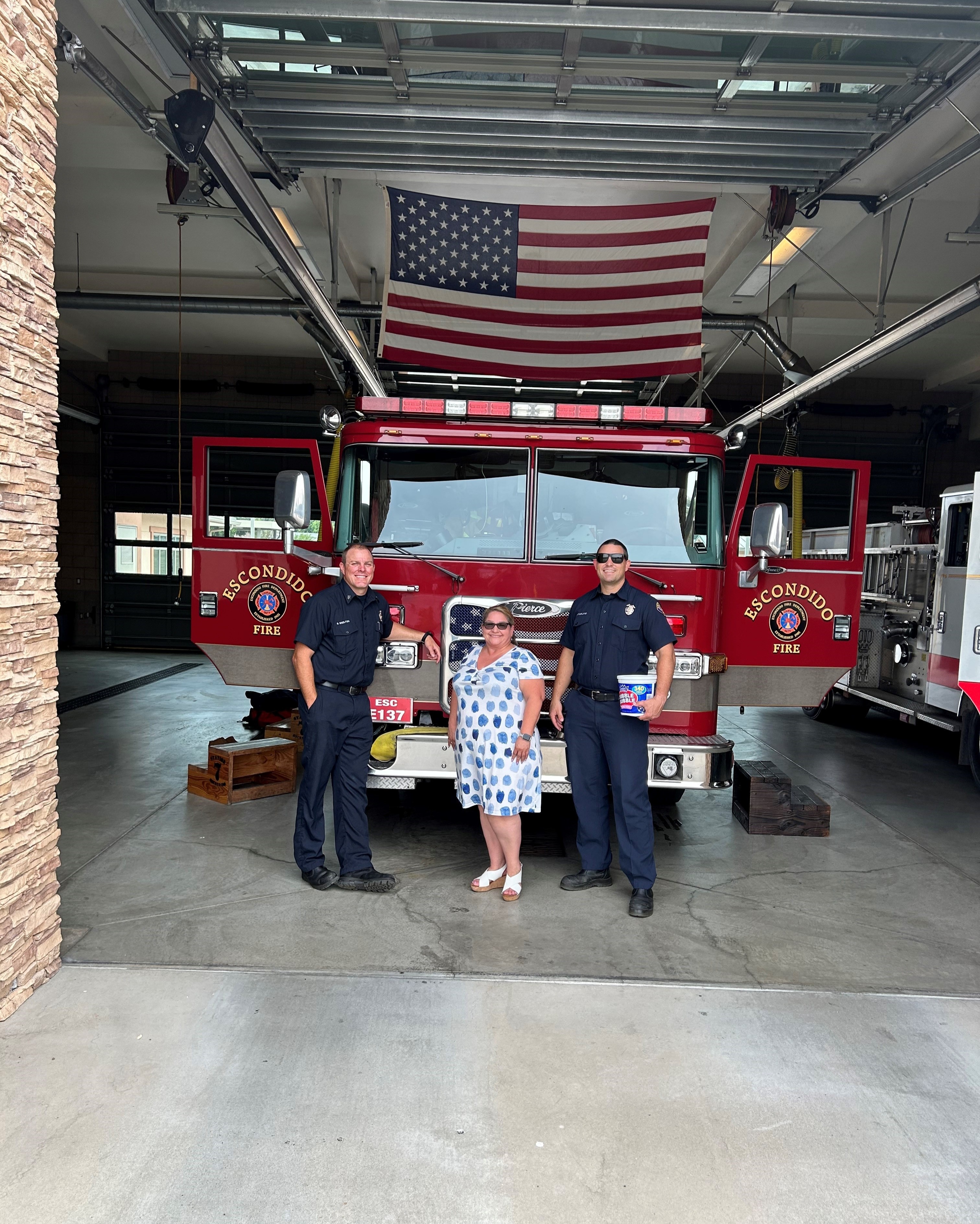 Practicing fire safety at the fire station!