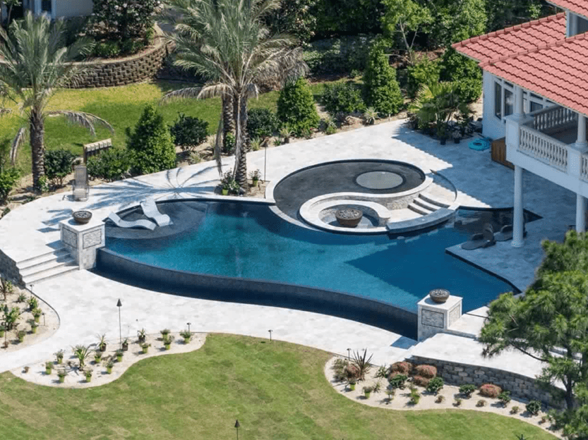 Stunning New Modern Inground Pool, tanning ledge, fire pit, and landscaping