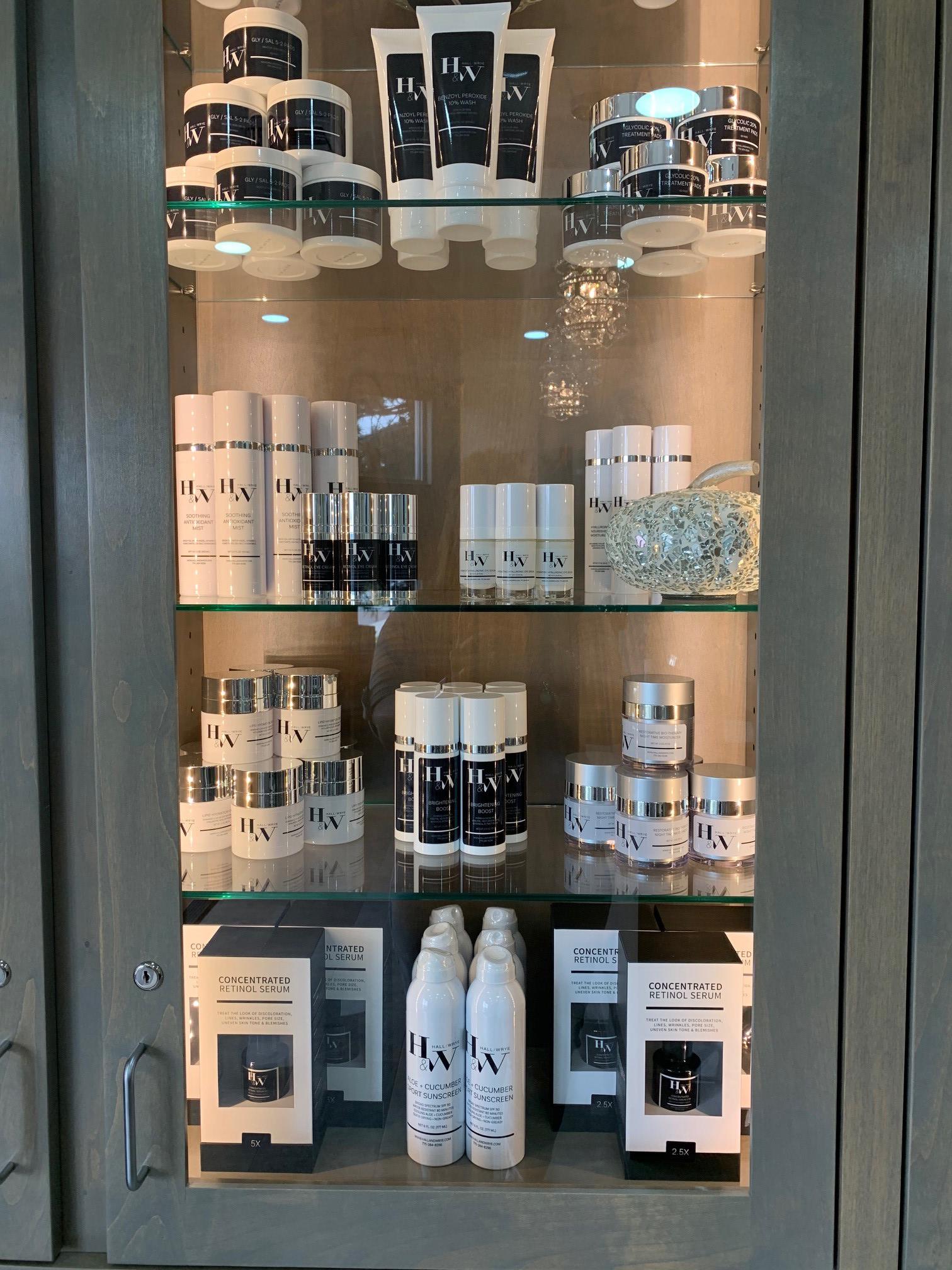 Hall and Wrye Mae Anne product selection. Hall and Wrye Plastic Surgeons and Medical Spa Reno (775)284-8296