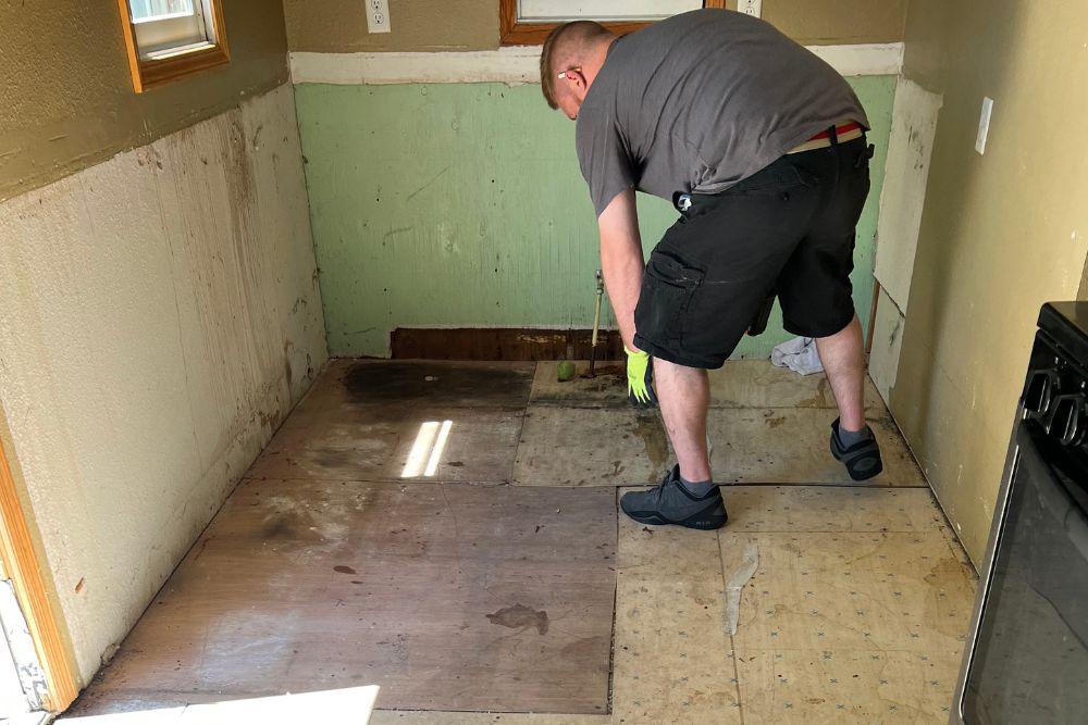 Pictured here is Minneapolis water damage in an eat-in kitchen.