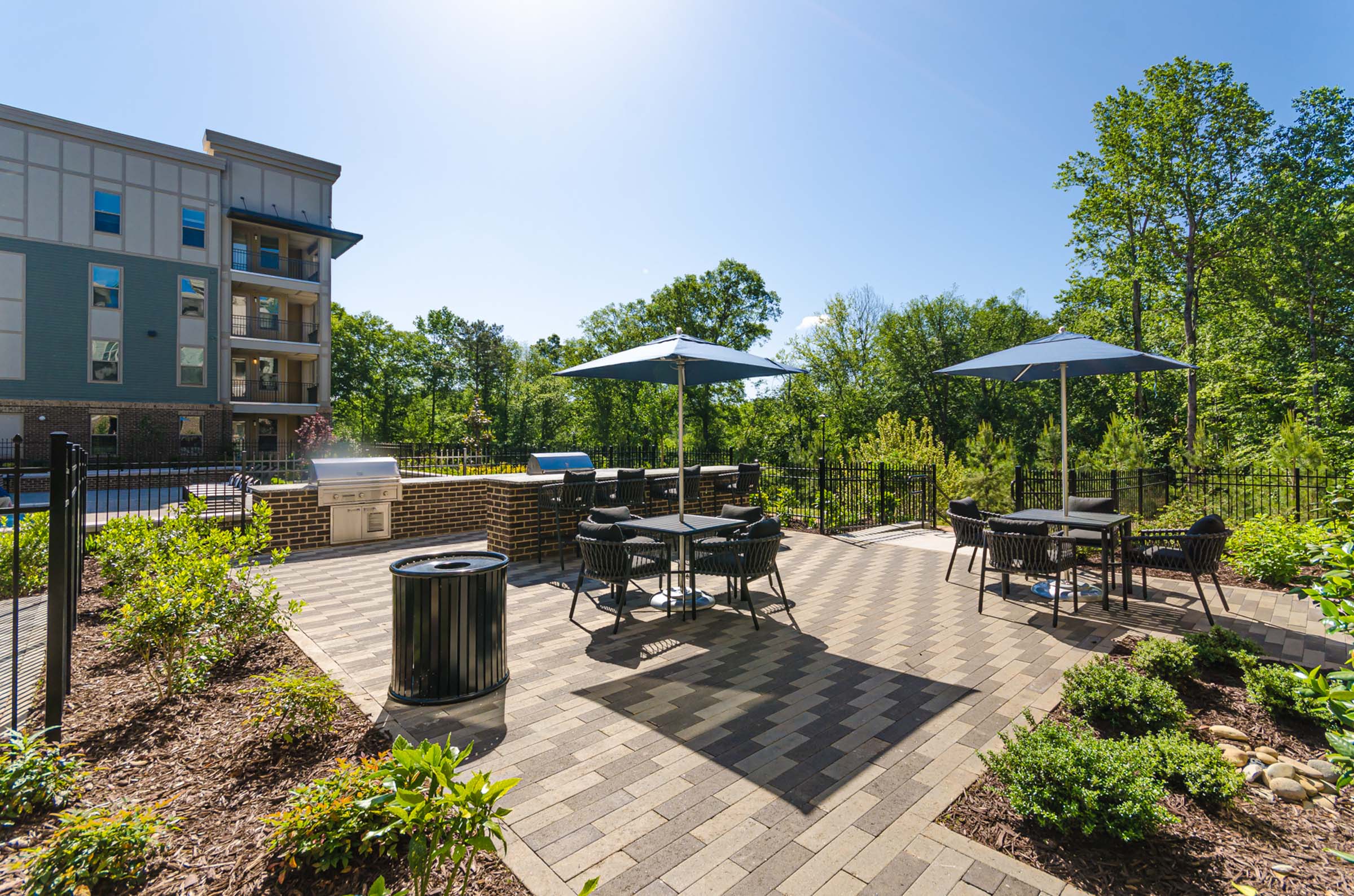 Poolside BBQ grills at Camden Alpharetta in Alpharetta, GA