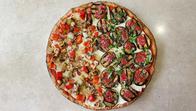 Whole Wheat Crust with Half Roasted Veggies & Half Char-grilled Eggplant Pizza