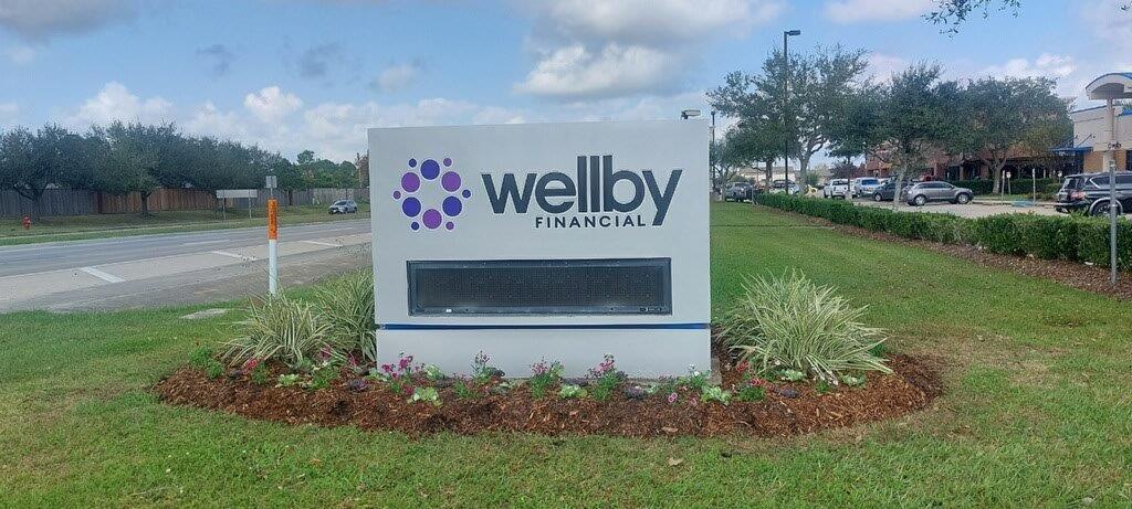 Exterior signage of Wellby Financial in Dickinson Wellby Financial Dickinson (281)488-7070