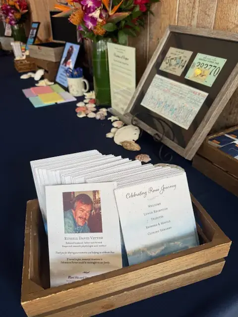Beautiful bespoke celebration-of-life event setup