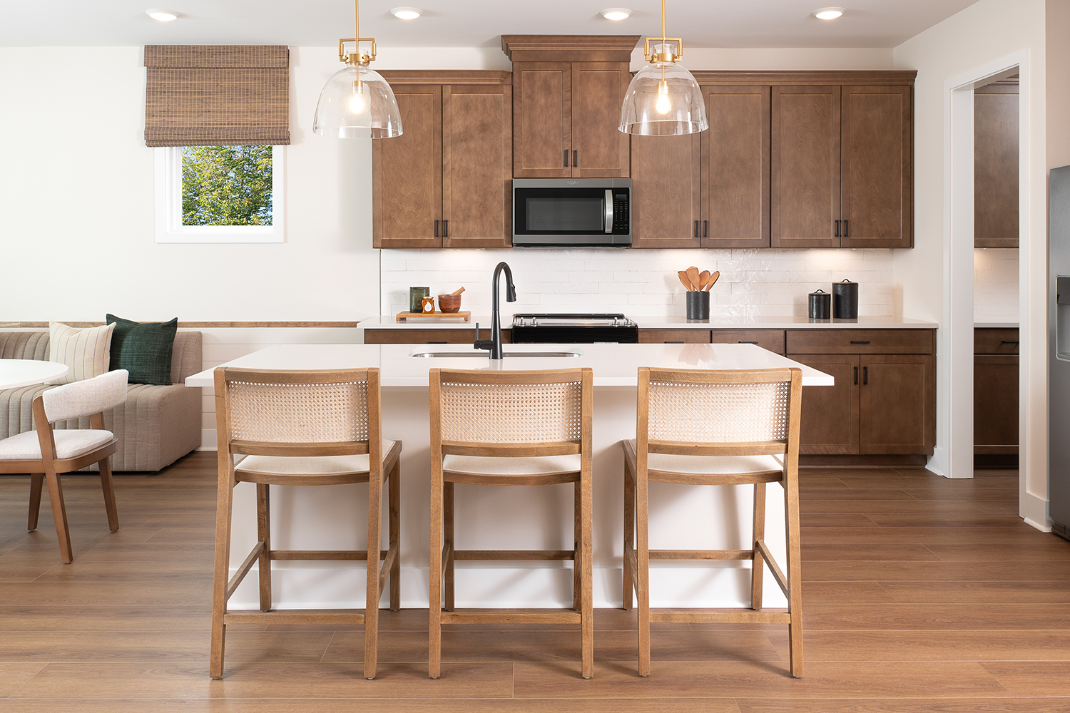 Open kitchen leading to gathering area at Glenview Farms new construction community in Murfreesboro, TN