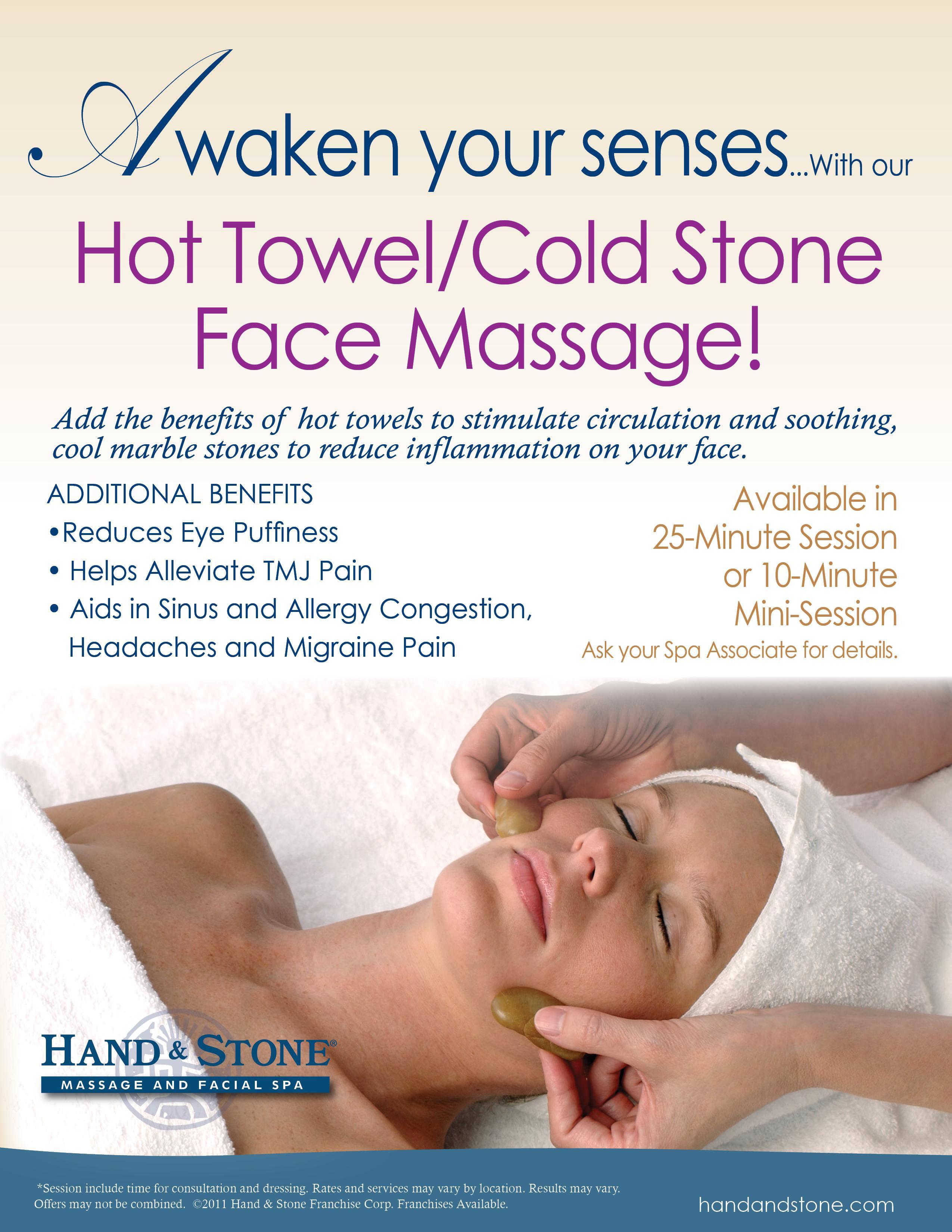 Try our Hot Towel / Cold Stone Face Massage