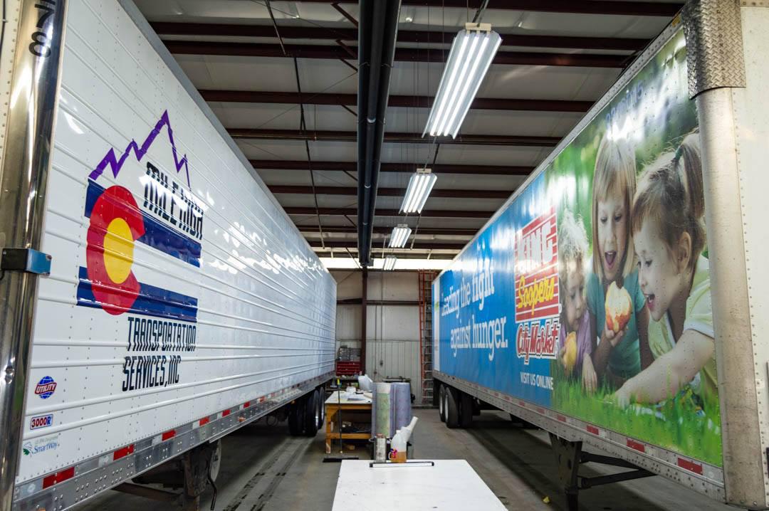 Trailer graphic installations for King Soopers & Mile High Transportation Services. Fleet installations done by Colographic Inc.