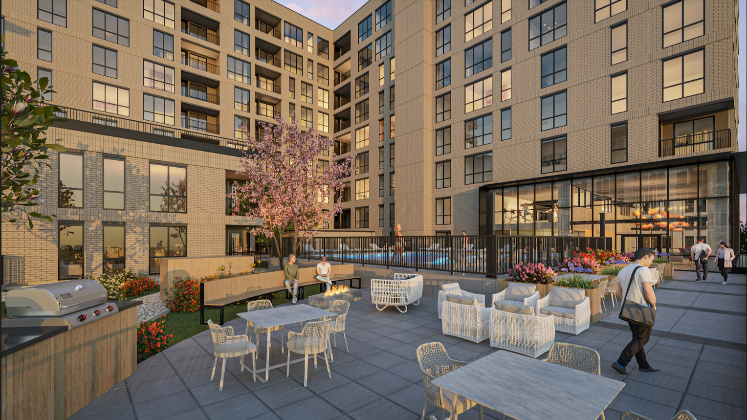 Rendering of rooftop courtyard.