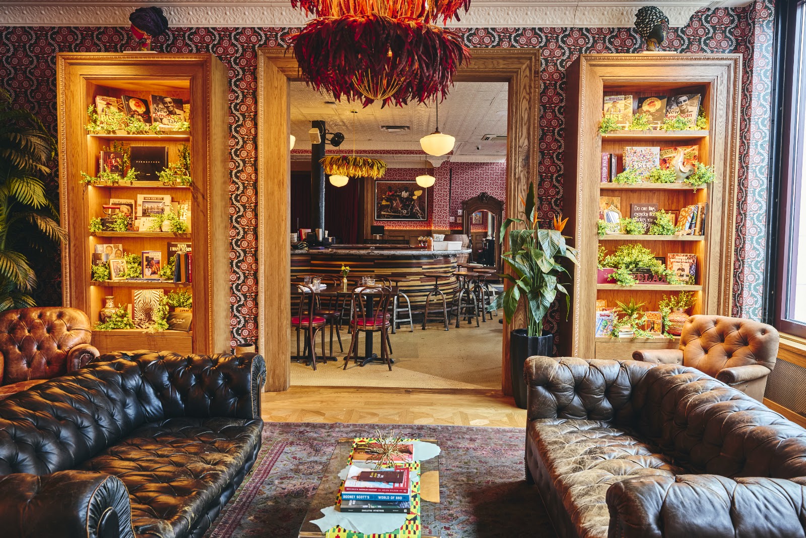 The Parlor, a bar lounge and private event space at Red Rooster Harlem. Located in Harlem.