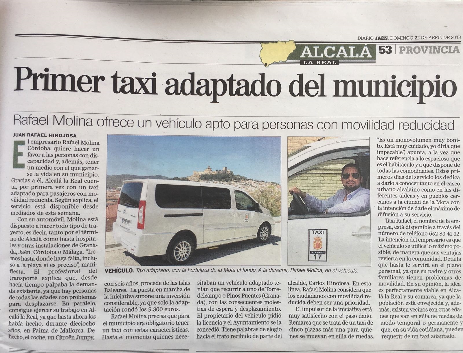 Taxi Rafael 24H. Eurotaxi Alcalá la Real