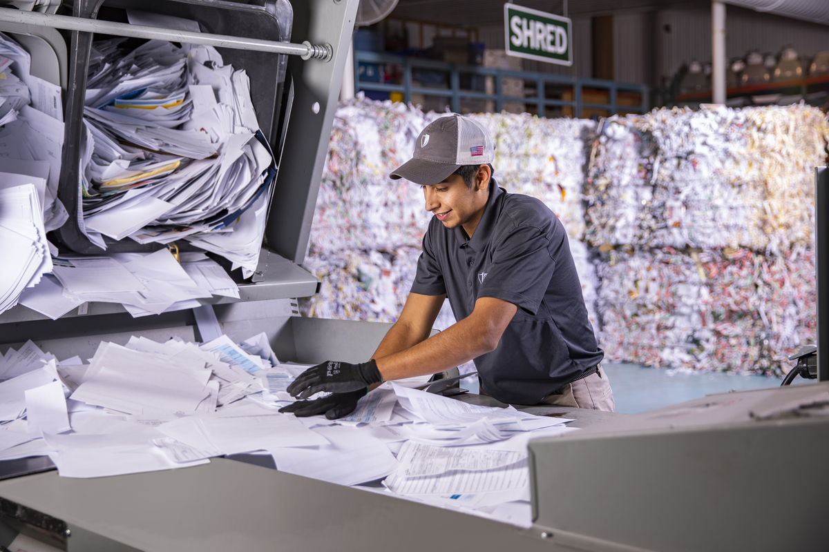 SRS shredding technician at work