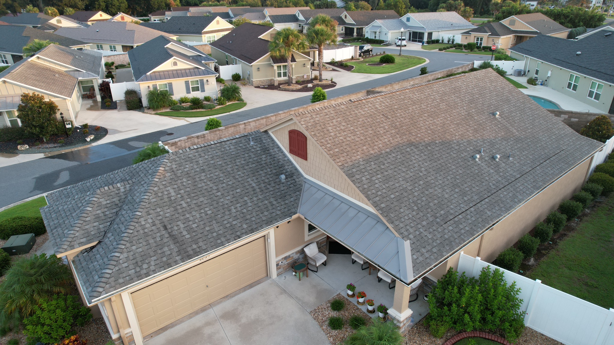 Aerial Shot of Asphalt Shingle Roofing Project