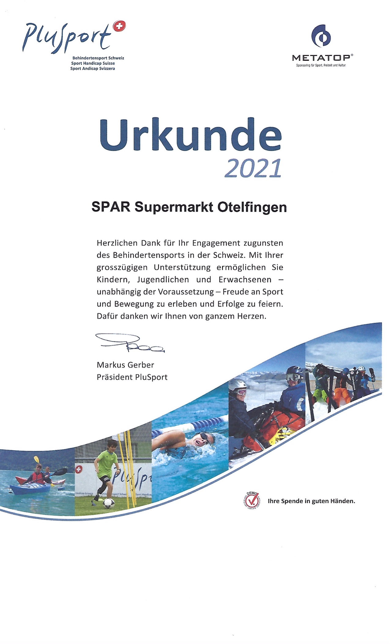 60 Jahre PluSport Behindertensport Schweiz - mit unserer Unterstützung!