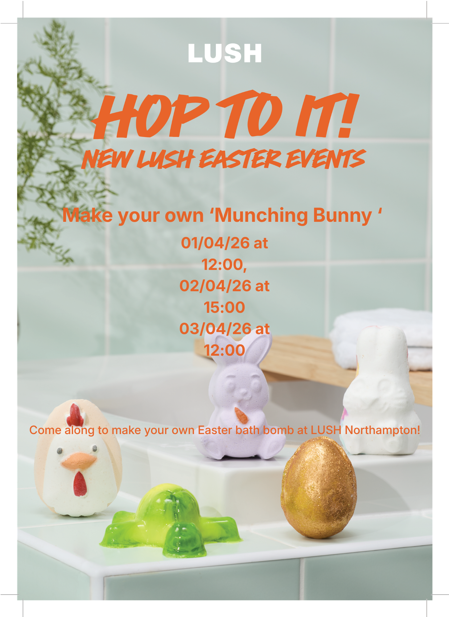 Come along and make your own 'Munching Bunny' bath bomb this Easter - we hope to see you soon!
