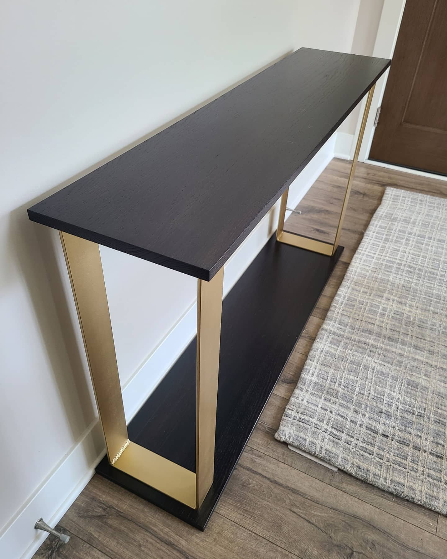 Berkeley Console Table with Dark Stain and Gold Legs